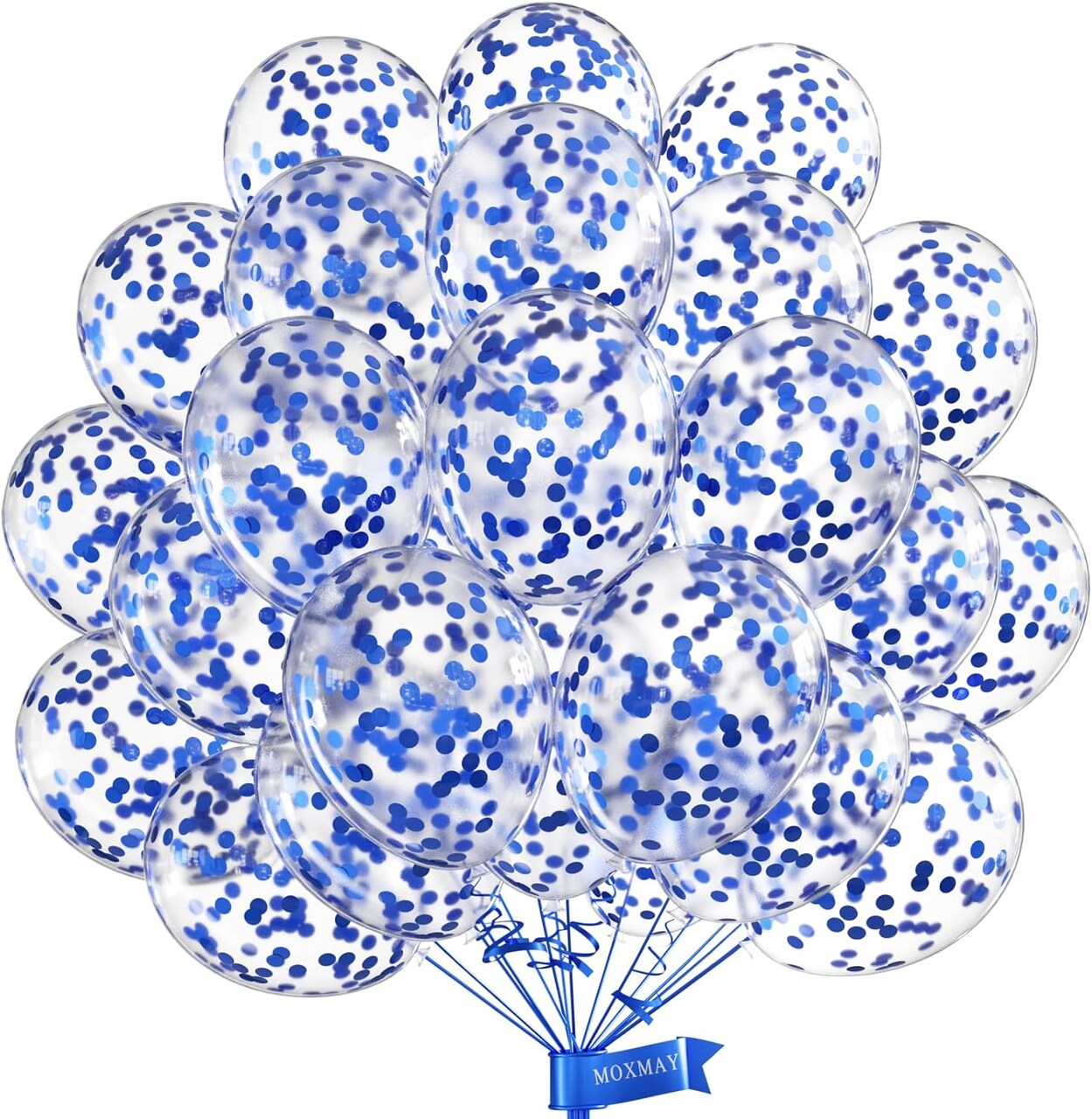 Blue Confetti Balloons Party Balloons 12inch 50 Pcs Latex Confetti Balloons Birthday Balloons Party Decoration Wedding Baby Shower Christmas Party-Confetti Blue